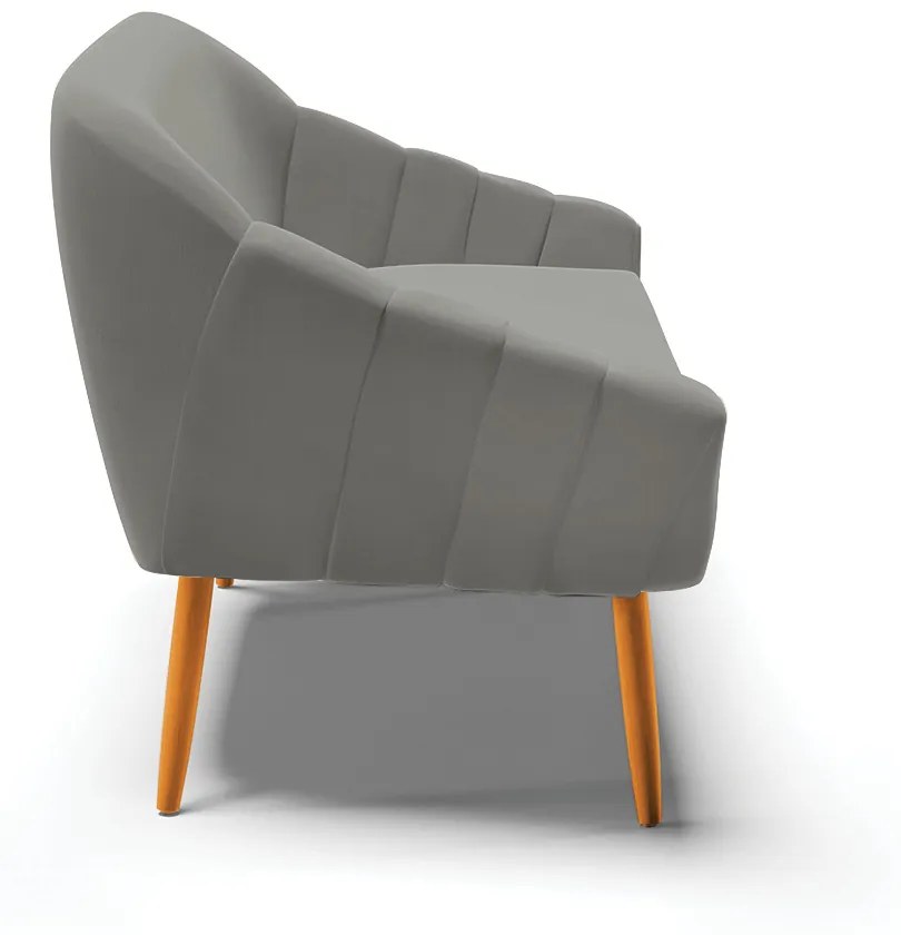 Namoradeira 02 Lugares Giovana Suede Pés Palito Castanho - D'Rossi - Grafite