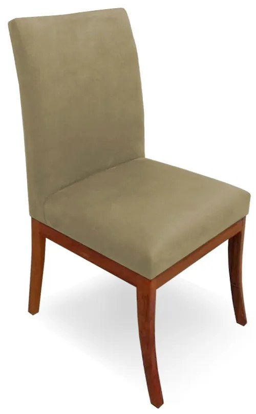 Cadeira Raquel para Sala de Jantar Base de Eucalipto Suede Nude