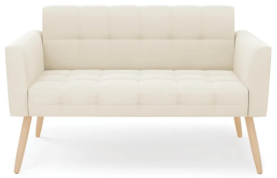 Sofá Namoradeira Elisa Veludo Bege Pés Palito Natural - D'Rossi