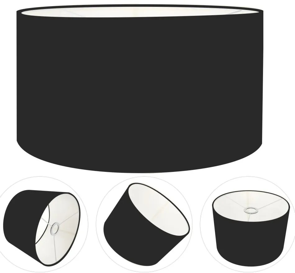 Cúpula Abajur Cilíndrica Cp-7028 Ø60x30cm Preto