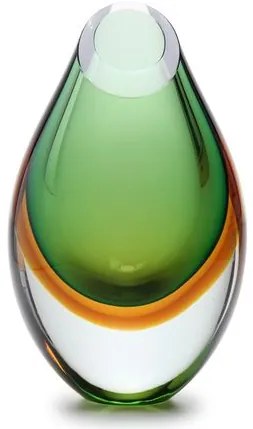 Gota Baixa Bicolor Verde com Âmbar Murano Cristais Cadoro