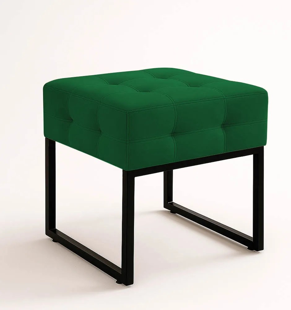 Puff Sala Decorativo Quadrado Industrial Elisa Veludo D03 - D'Rossi - Verde