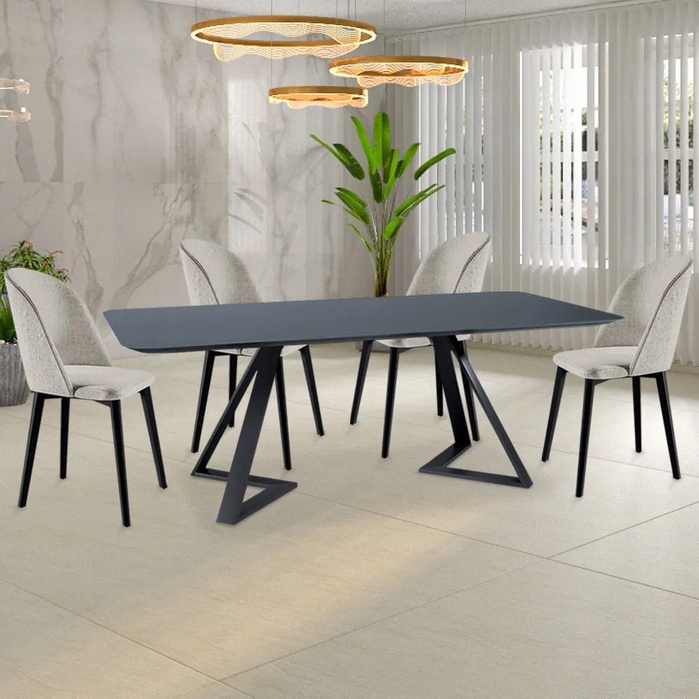 Kit 5 Cadeiras Decorativas Sala de Jantar Madeira Maciça Hadassa Linho Bege/Ébano G13 - Gran Belo
