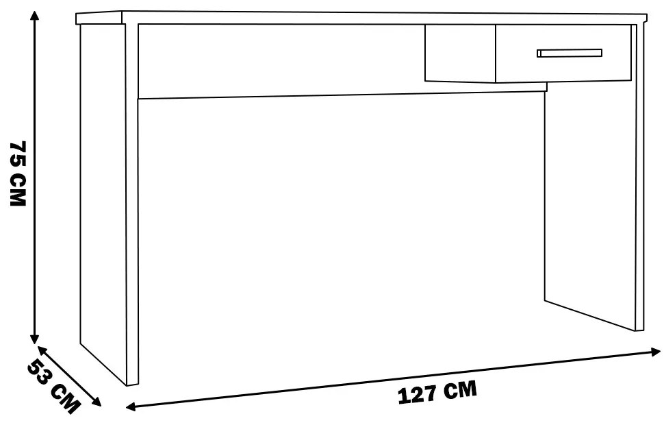 Mesa para Escritório Home Office com Gaveta Emma Branco Texturizado G47 - Gran Belo