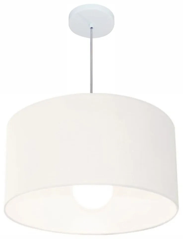 Lustre Pendente Cilíndrico Md-4069 Cúpula em Tecido 50x30cm Branco - Bivolt