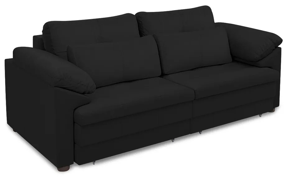 Sofá Retrátil Manual Sala de Estar Nolan Bipartido 215cm Conforto Premium em Couro Preto G58 - Gran Belo