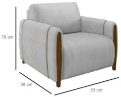 Kit 2 Poltronas Decorativas para Sala de Estar 98cm Amaranto Z32 Velud