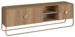 Rack Bancada Tv 70 Pol 180cm 2 Portas Mario Hanover/Dourado A10 - Mpoz