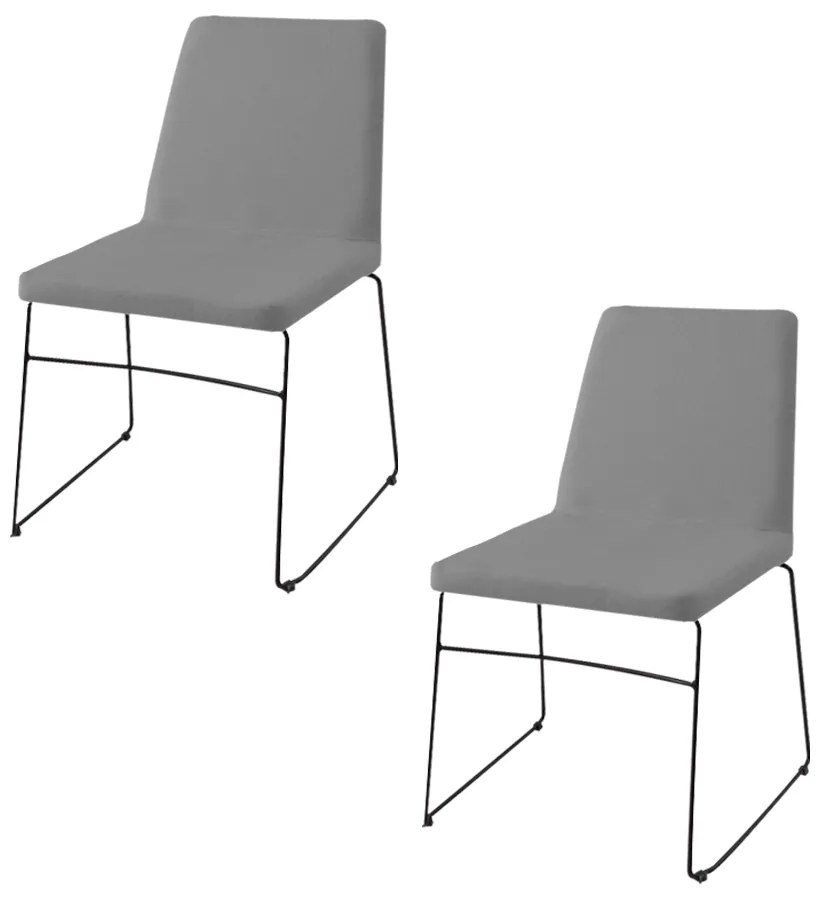 Kit 2 Cadeiras Decorativa Sala de Jantar Anne Linho Cinza G17 - Gran Belo