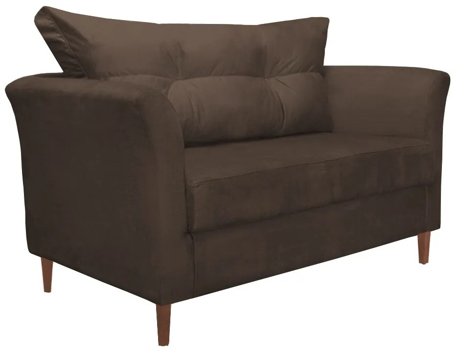 Namoradeira Ibis Decorativa 2 Lugares 1,35 m Recepção Quarto Sala Suede Marrom