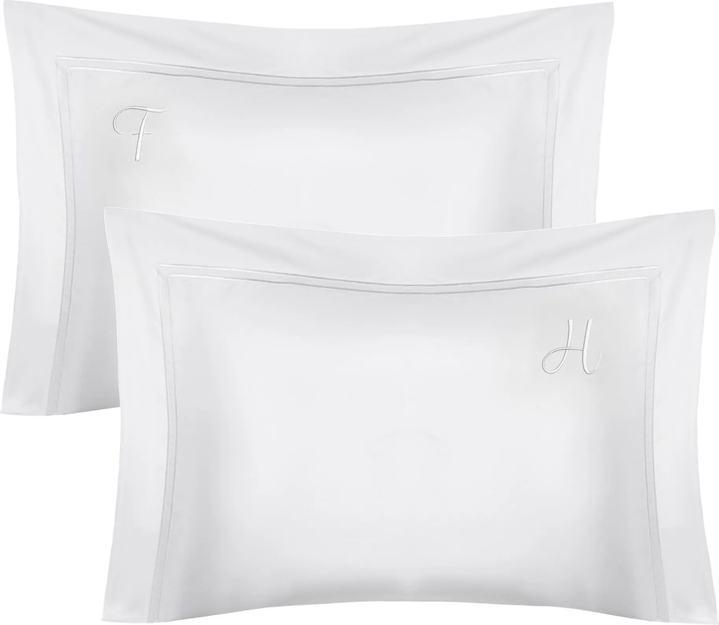 Jogo 2 Fronhas Literie 400 Fios Bambu Satyn 50x70cm - Branco  Branco