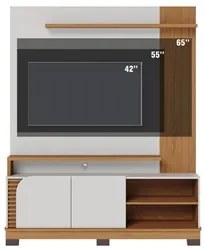 Estante Painel para TV 65 Pol Madrid C05 Off White Matte/Freijó - Mpoz