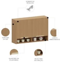 Armário de Cozinha Aéreo 120cm 2 Portas Marina Freijó L01 - Mpozenato