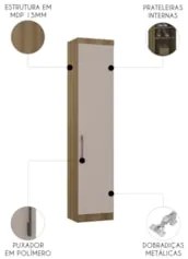Guarda Roupa Modulado Sapateira 50cm Delphi Avelã/Cinnamon L01 - Mpoze