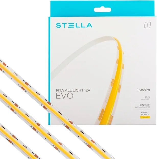 Fita De Led 15W Por Metro 12V 5M Irc90 All Light Evo - LED BRANCO QUENTE (3000K)