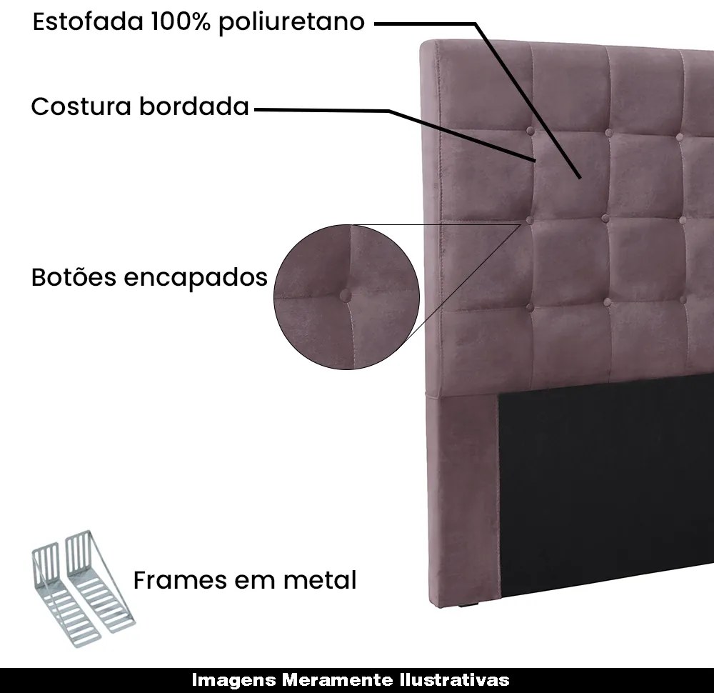 Cabeceira Decorativa Casal 1,40M Tropea Veludo Uva G63 - Gran Belo