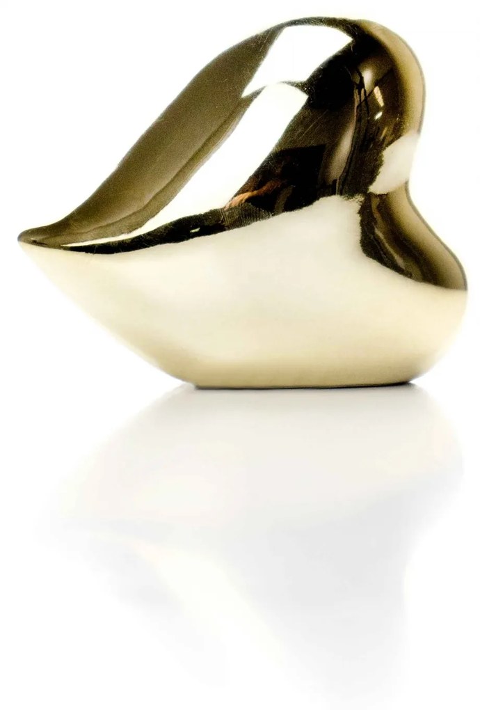 Adorno Coração Decorativo Deitado Dourado Em Cerâmica 10x11 - D'Rossi