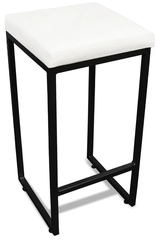 Banqueta Alta para Cozinha Industrial Nick Preto e Sintético D03 - D'Rossi - Branco