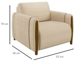 Conjunto Sofá 3 Lugares 223cm e Poltrona 98cm Amaranto Z32 Linho Champ