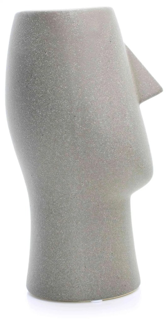 Vaso Decorativo Rosto Cinza Escuro em Cerâmica 25,5x26 cm - D'Rossi