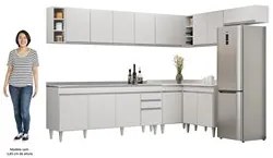 Armário de Cozinha Modulado de Canto 8 Peças CP27 com Pia Inox Branco