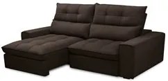 Sofá Retrátil Reclinável 3 Lugares 230cm Damy F05 Veludo Marrom Escuro