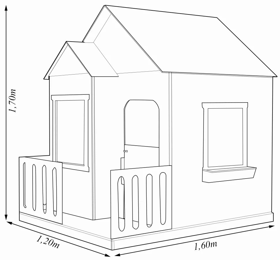 Casinha de Brinquedo Artesanal Janela Lateral Versátil com Cortinas MDF Roxo/Branco L12 - Gran Belo