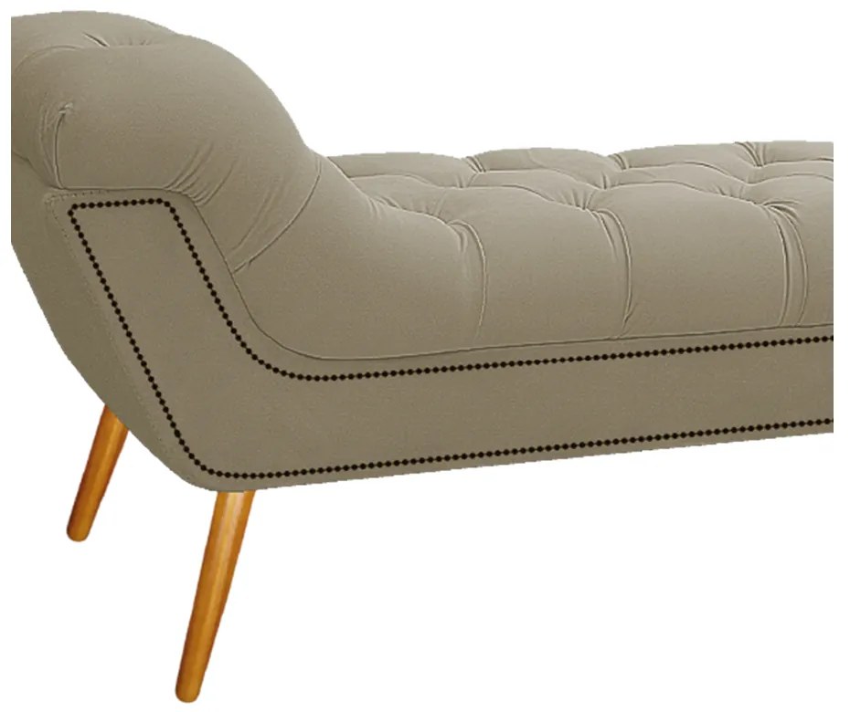 Calçadeira Estofada Veneza 140 cm Casal Linho Bege - ADJ Decor