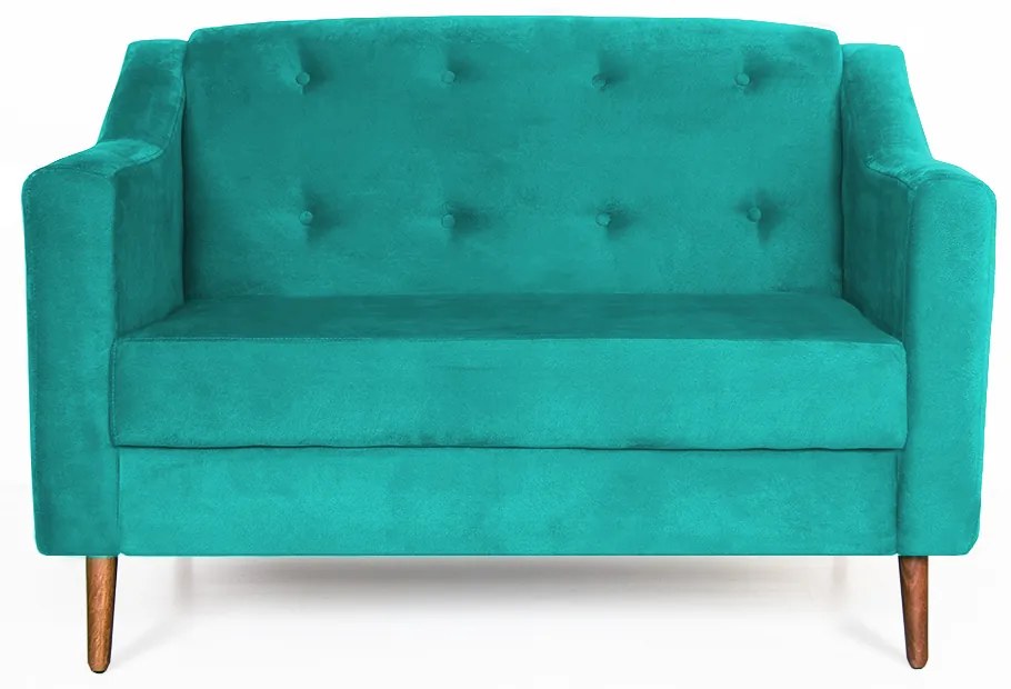Namoradeira Bruna 1,20 m 2 Lugares Pés Palito Suede Azul Tiffany