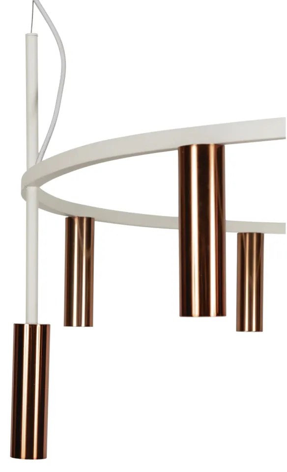 Pendente Platinum Circular Ø80X44,5Cm 9Xmr11 - Usina 16931/80 (BT / DR-P - Branco Texturizado / Dourado Polido Brilho)