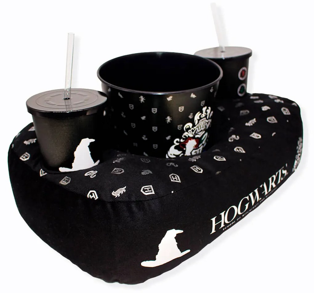Kit Almofada Porta Pipoca Harry Potter Hogwarts Casas