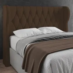 Cabeceira Casal Cama Box 140cm Malva Z04 Boucle Marrom - Mpozenato