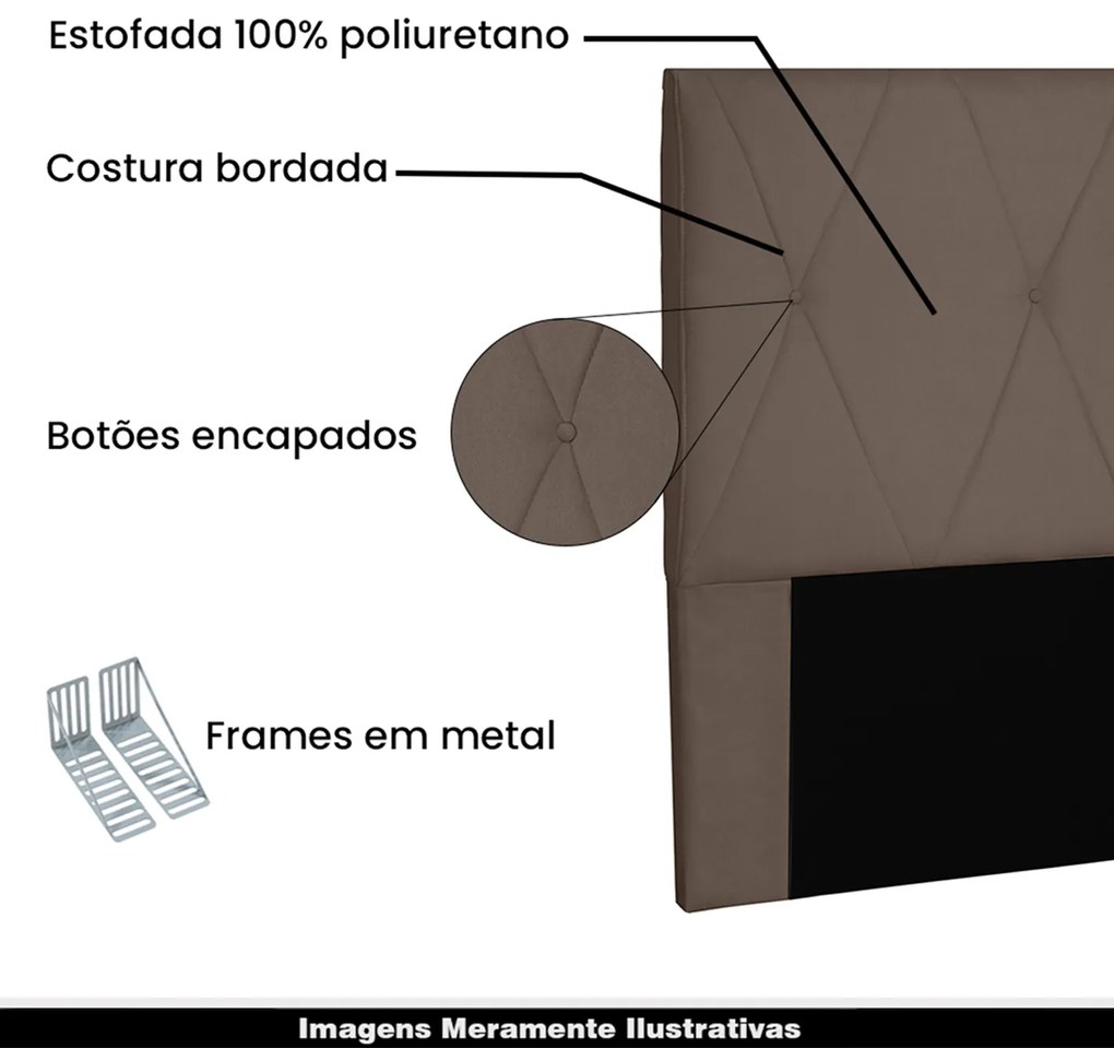 Cabeceira Decorativa 1,40M Yves Suede Caramelo G63 - Gran Belo