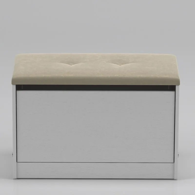 Sapateira Puff Cama Quarto Multifuncional Decoração Branco/bege