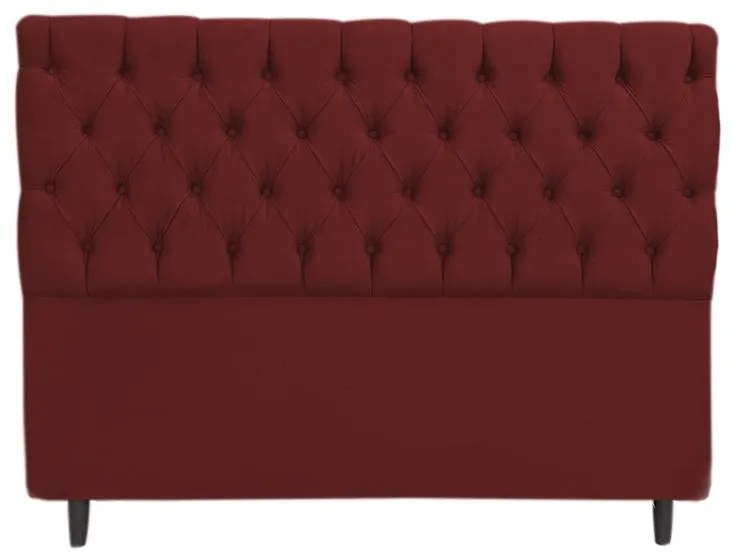 Cabeceira com Calçadeira Baú Casal 140cm Nicole Suede Bordô - Sheep Estofados - Vermelho escuro