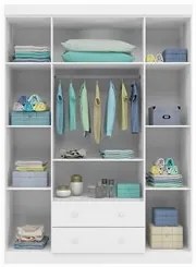 Jogo de Quarto Infantil Guarda Roupa e Cômoda Elisa Branco - Phoenix