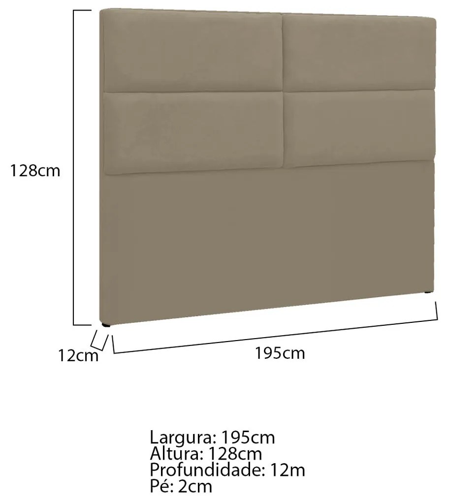 Cabeceira King Berlim P04 195 cm Suede - ADJ Decor