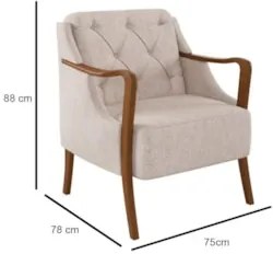 Kit 2 Poltronas Decorativas para Sala de Estar Capitonê Lapa Z32 Linho