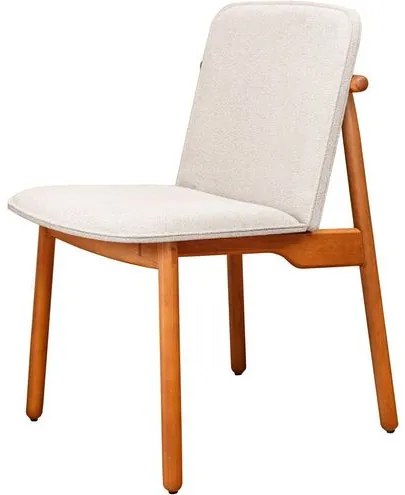 Cadeira Guanabara Assento Tecido Cru com Base Madeira Castanho - 71998 Sun House