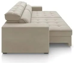 Sofá Retrátil Reclinável 3 Lugares 246cm Vick Z32 Suede Bege - Mpozena