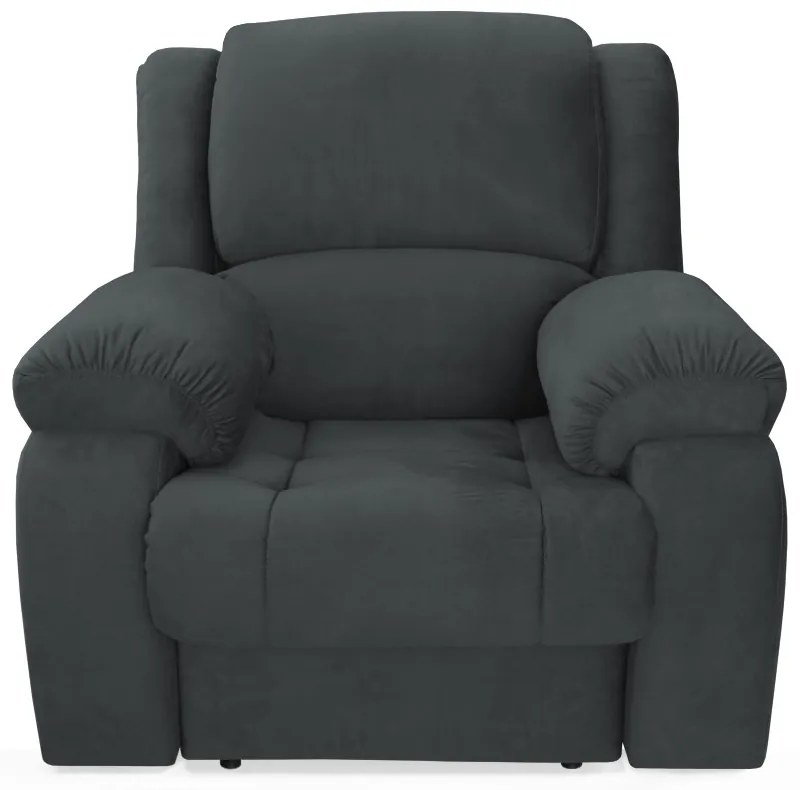 Poltrona Decorativa Magnum Reclinável Manual Suede Cinza Grafite