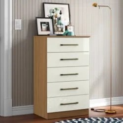 Cômoda Quarto Solteiro 61cm 5 Gavetas Velma Atacama/Off A15 - Mpozenat