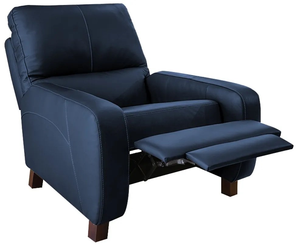 Poltrona do Papai Reclinável Manual Viena Two Way Couro Azul G40 - Gran Belo