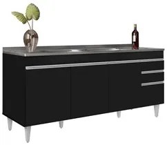 Armário de Cozinha Modulado de Canto 8 Peças CP27 com Pia Inox Preto -