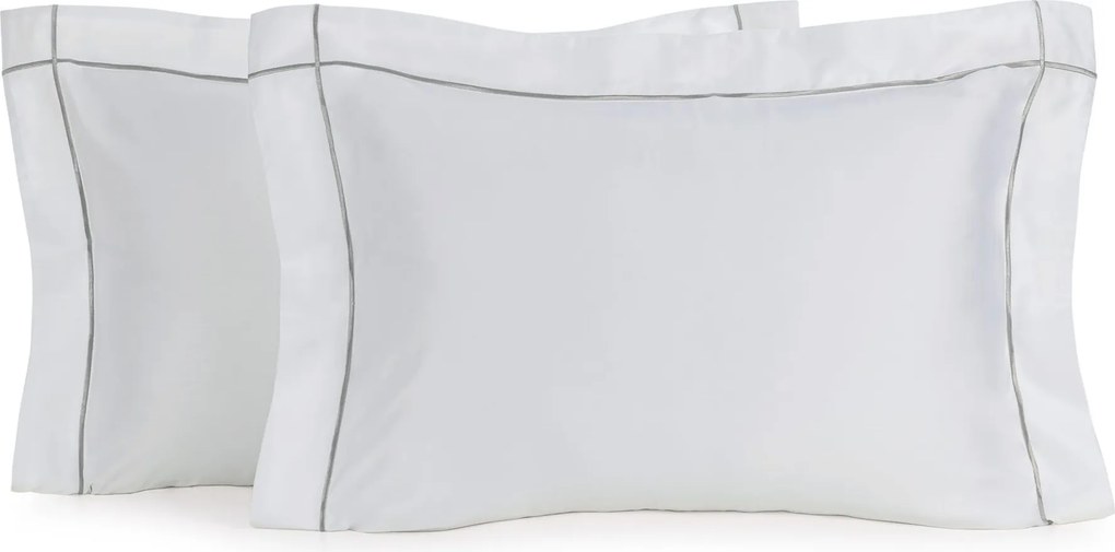 Jogo 2 Fronhas Trussardi Bambu 300 fios Girelli 50x70cm - Branco e Platino Branco e Platino