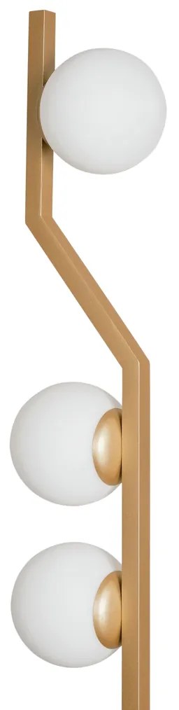 Luminaria De Chão Zig Ø27,5X159Cm 3Xg9 / Globo Ø12Cm / Coluna | Usina... (PT / CP-M - Preto Texturizado / Champagne Metálico, FOSCO)