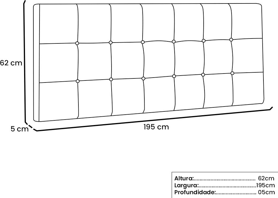 Painel Verona Para Cama Box King 195 cm Corino S04 - D'Rossi - Bege