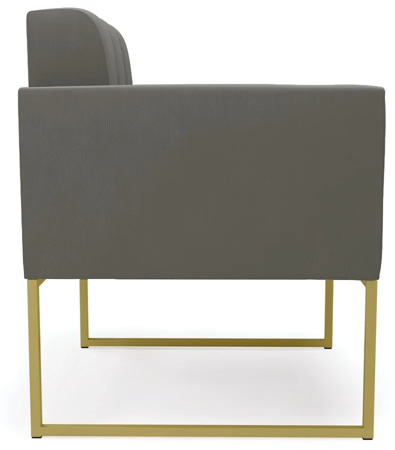 Kit 1 Sofá Namoradeira e 2 Poltronas Elisa Suede Grafite Base Metálica Industrial Dourado - D'Rossi