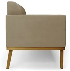 Sofá Namoradeira e 1 Poltrona Base Madeira Castanho Maressa Suede Marr