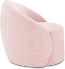 Poltrona Sala Giratória Redonda Kit 2 Steve Suede Rosa Bebê I01 - Mpo